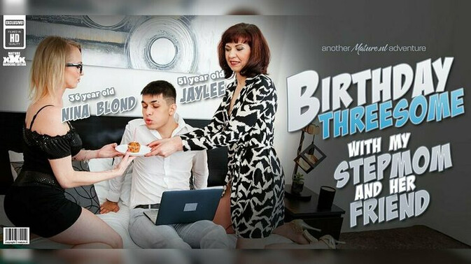 Mature.nl - Jaylee - Laura Blond - Bruno Baxter - Jaylee and Laura Blonde ride stepson in hot MILF threesome / 05.04.2025