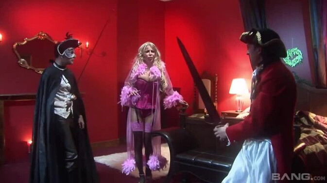 BANG.com - Big Tit Blonde Shares Sexy Stockings with George / 16.07.2021