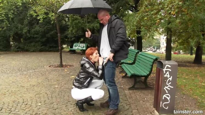 Tainster - MILF Redhead Gives Deepthroat On Street / 19.03.2021